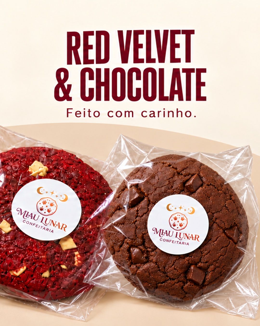 Red velvet e chocolate, feito com carinho